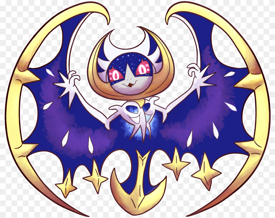 Pokemon Legendary Legendarypokemon Moon Pokemonmoon Pokemon Lunala Chibi, Logo, Symbol, Animal, Fish Png Image