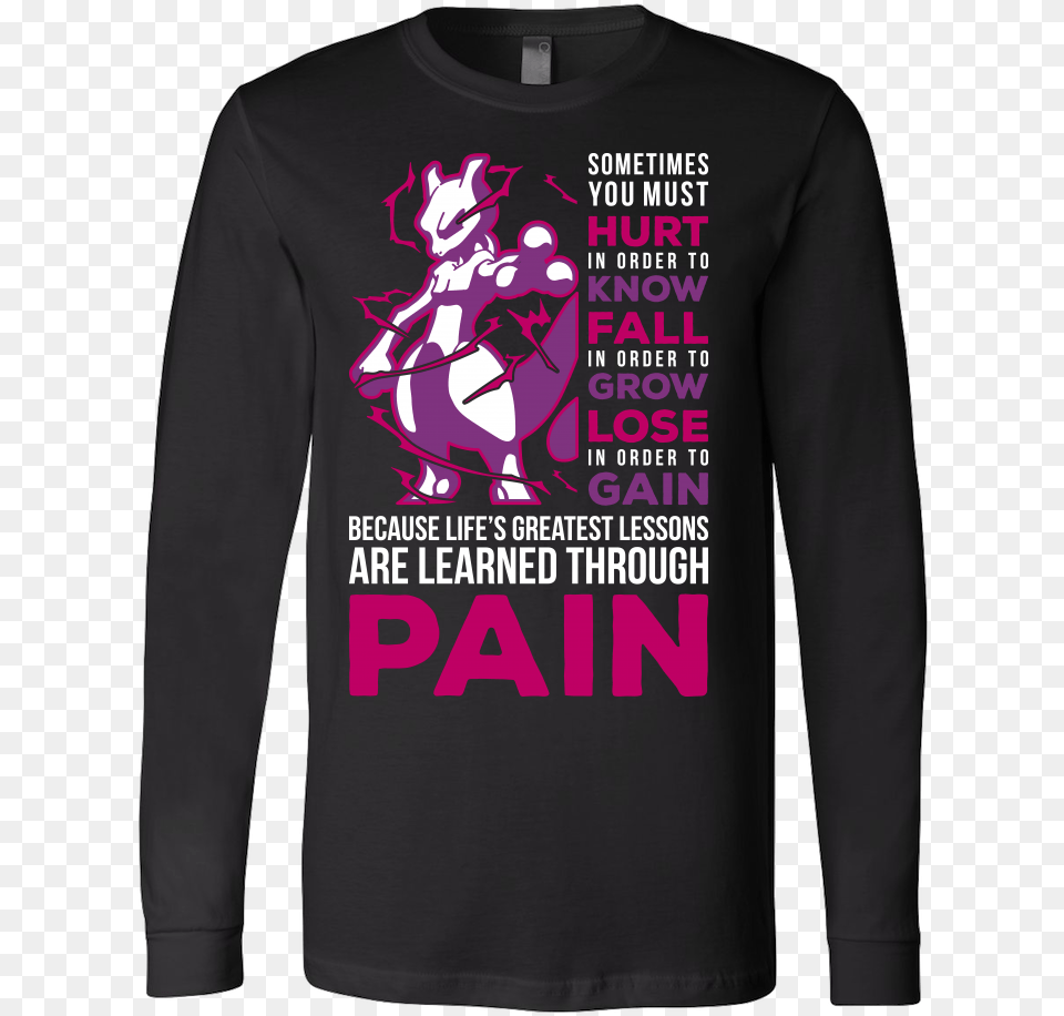 Pokemon Mewtwo Pain Long Sleeve T Shirt Mewtwo Shirt, Clothing, Long Sleeve, T-shirt Png Image