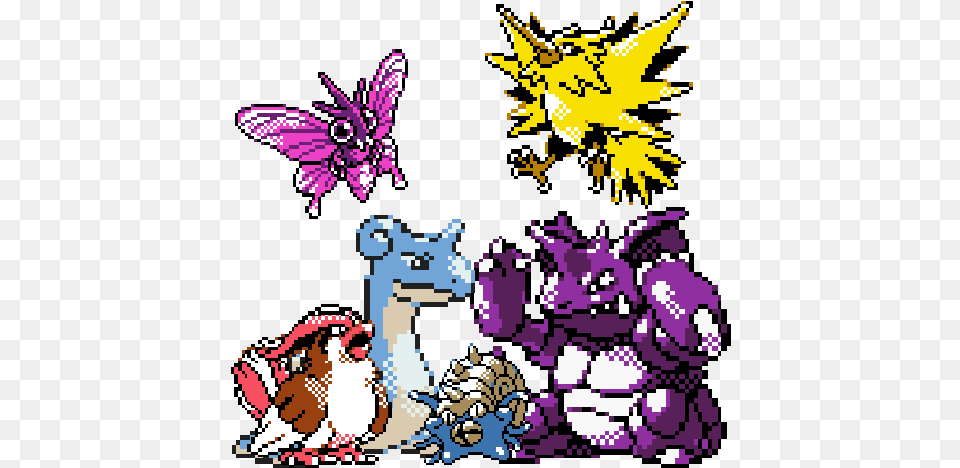 Pokemon Mine Gif 5k Zapdos Feat Lapras Venomoth Pokemon Crystal Sprites Gif, Purple, Dragon, Book, Comics Free Png