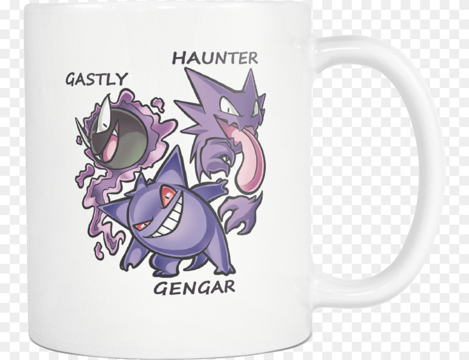 Pokemon Mug Gastly Haunter Gengar Ceramic Mug Cup Pokemon Ghost Trio, Beverage, Coffee, Coffee Cup, Art Png Image