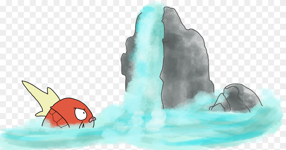 Pokemon Myths Making A Splash La Magikarp Principally Magikarp Climb The Waterfall, Outdoors, Nature, Water, Ice Png Image