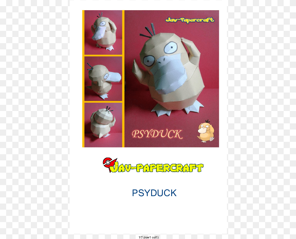 Pokemon Papercraft Psyduck, Toy Png Image