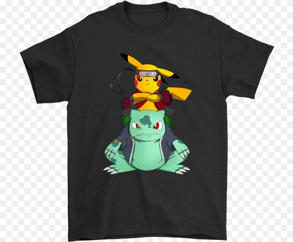 Pokemon Pikachu And Bulbasaur Mashup Naruto Jiraiya Slipknot Disney Shirt, Clothing, T-shirt Free Transparent Png