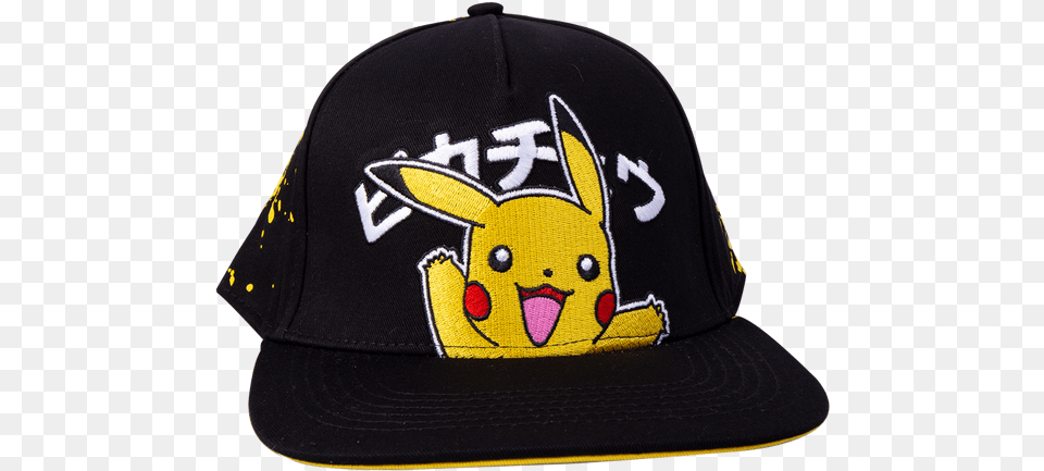 Pokemon Pikachu Tails Black U0026 Yellow Snapback Cap Baseball Cap, Baseball Cap, Clothing, Hat Free Png Download