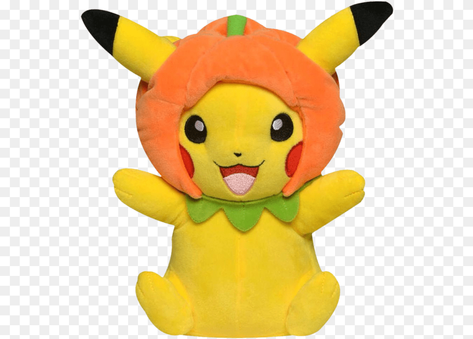 Pokemon Pikachu With Pumpkin Hat 8u201d Plush Pokemon Halloween Plushies, Toy, Face, Head, Person Png Image