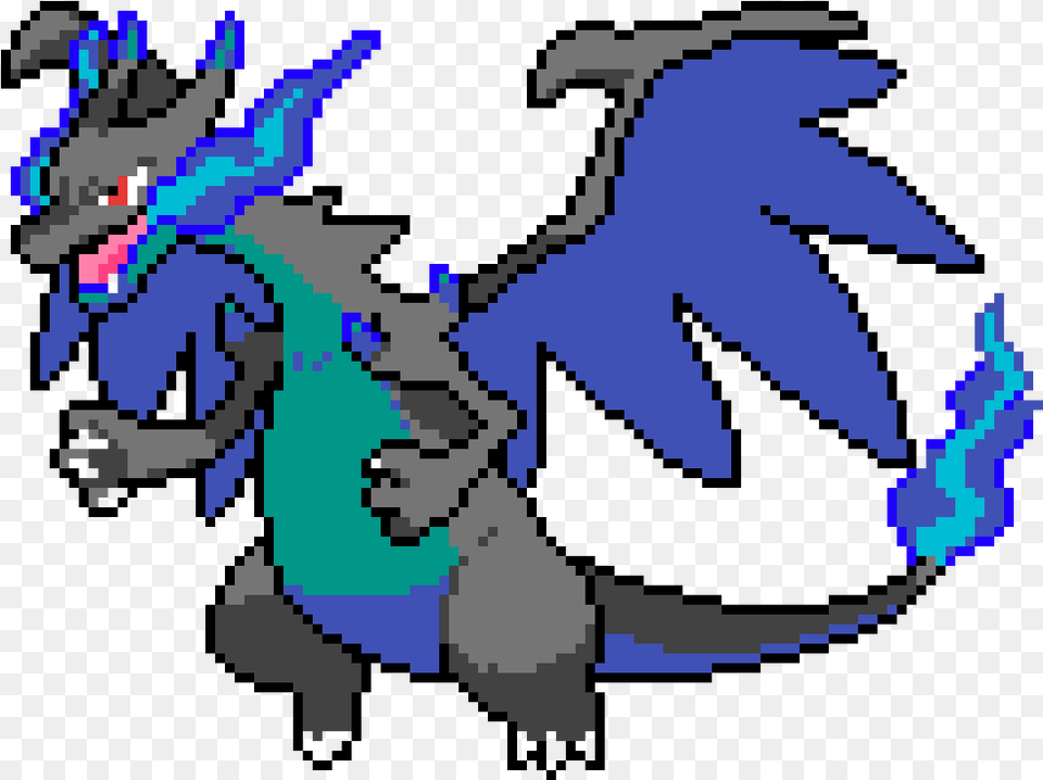 Pokemon Pixel Art Mega Charizard Charizard X Pixel Art, Dragon, Animal, Bird, Jay Png Image