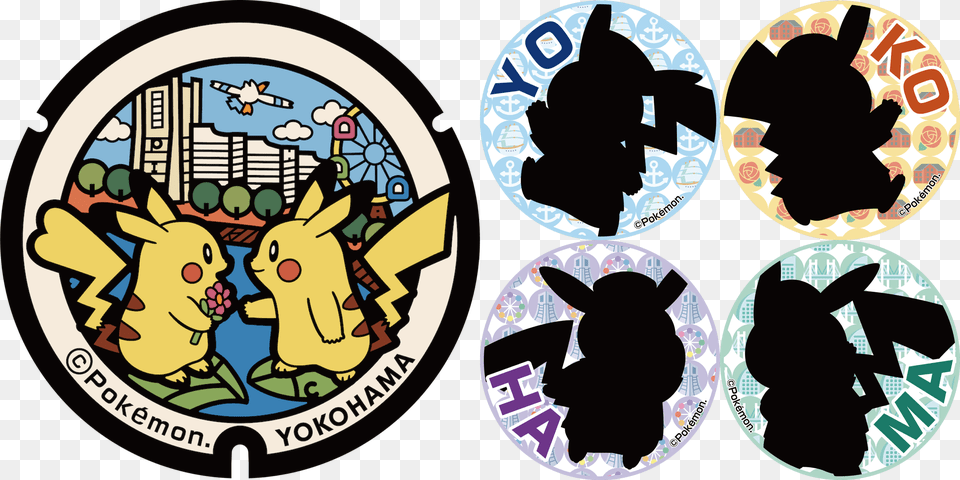 Pokemon Pokmon Manhole Covers Lids Japan Iwate Yokohama Pokemon Manhole Covers, Art, Sticker, Baby, Person Free Transparent Png