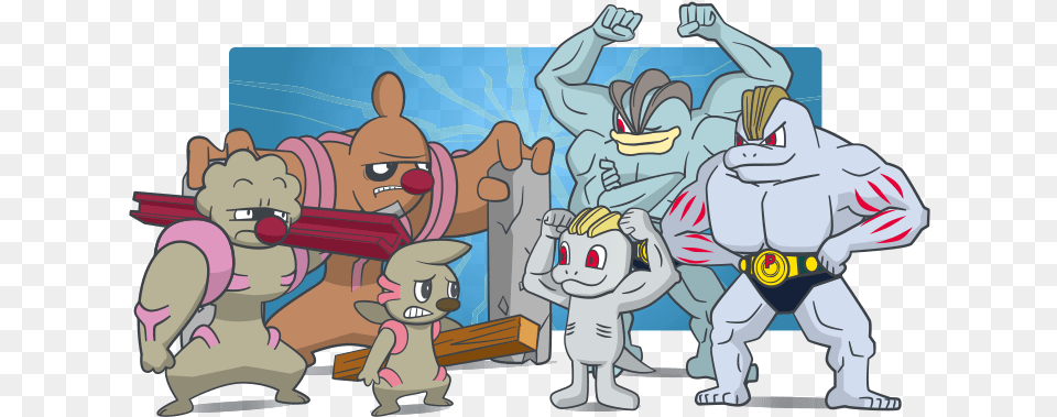 Pokemon Published An Official Machamp Website Giving Machop Muscle, Book, Comics, Publication, Baby Png