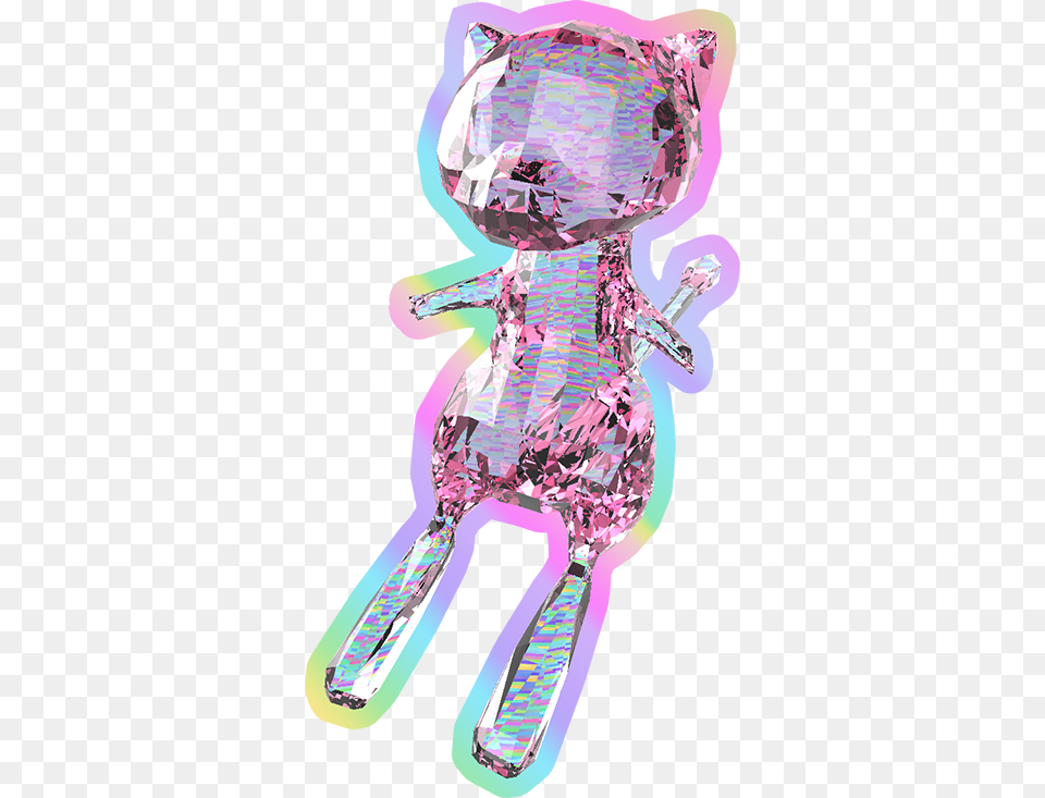 Pokemon Rainbow Crystal 3d Mew Transparent Seapunk Pokemon Gif 3d Transparent, Purple, Cutlery, Person, Food Png Image