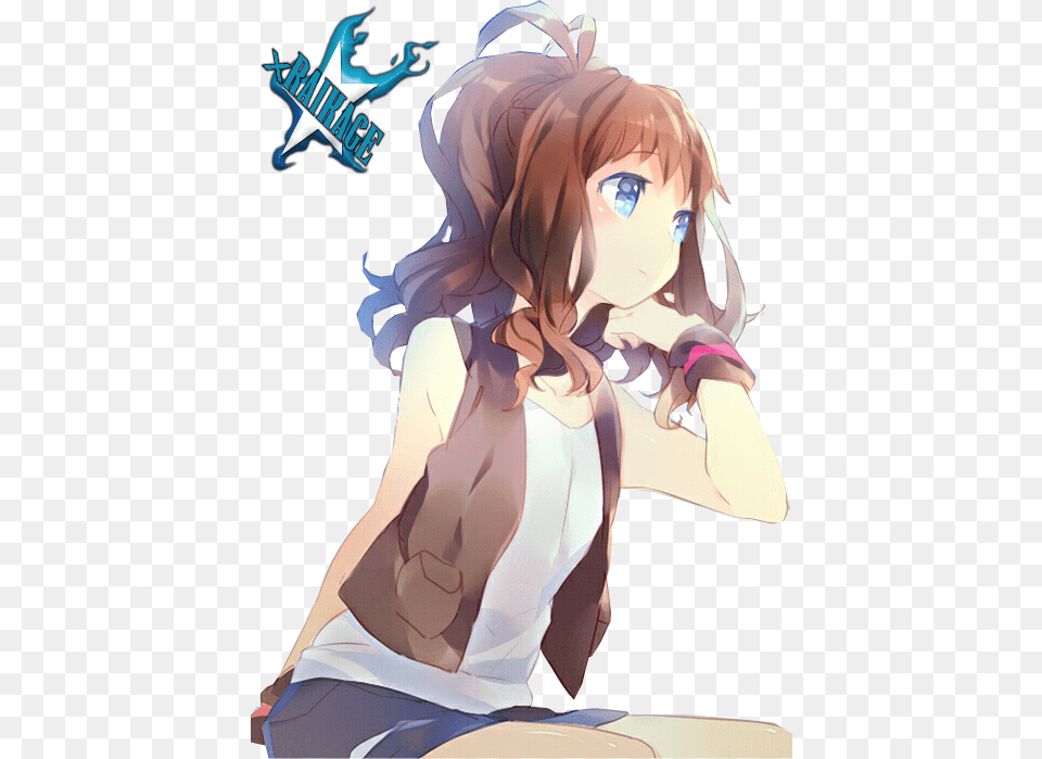 Pokemon Render Photo Anime Manga Girl With Brown Hair And Blue Eyes, Book, Comics, Publication, Adult Free Transparent Png