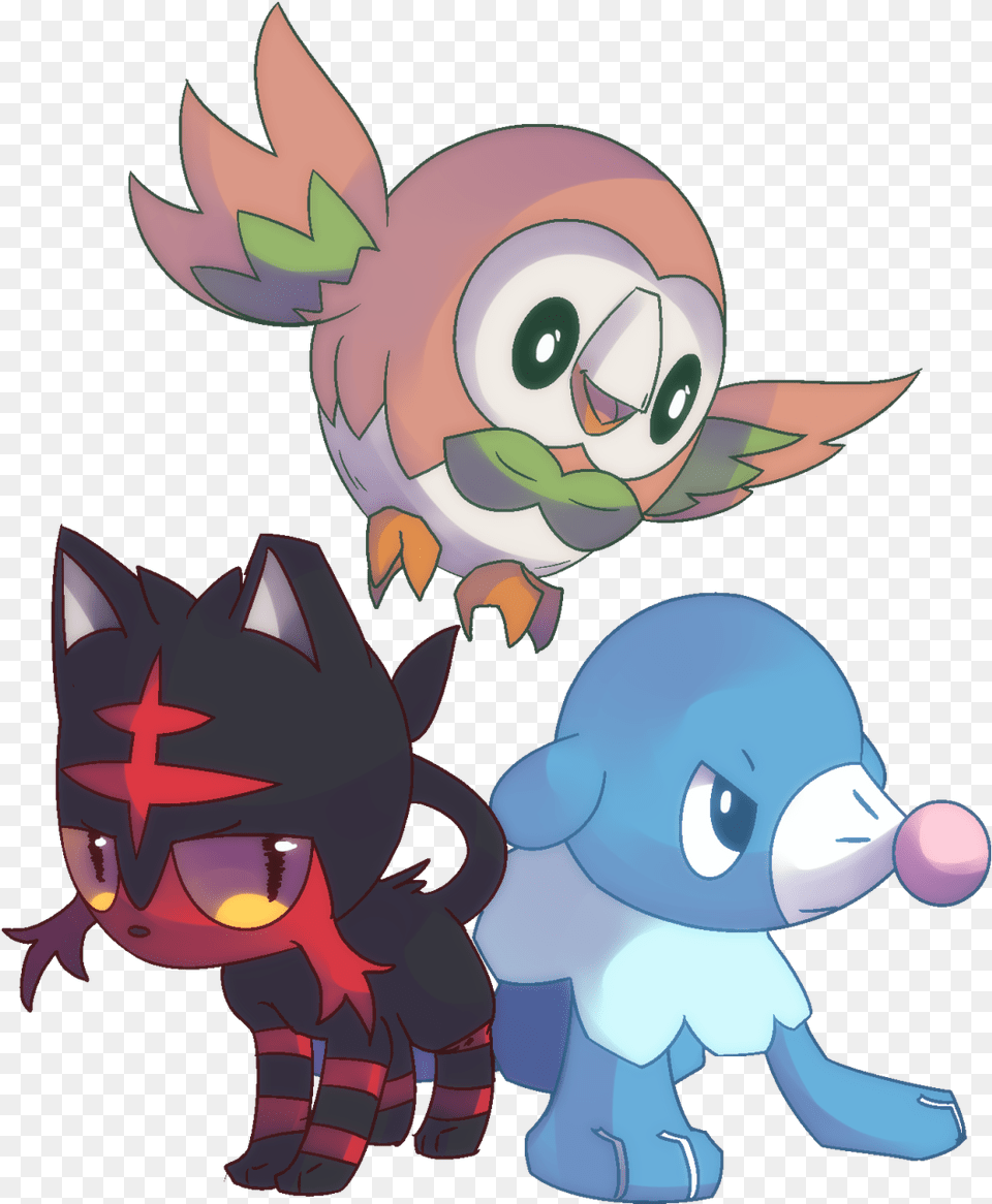 Pokemon Rowlet Popplio Litten Pokemon Litten Popplio Rowlet, Book, Comics, Publication, Cartoon Png