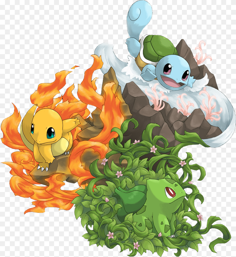 Pokemon Shiny Charmander Bulbasaur Squirtle Grass Bulbizarre Salameche Et Carapuce, Art, Graphics, Plant, Vegetation Png Image