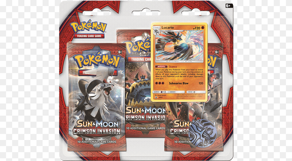 Pokemon Sun Amp Moon Crimson Invasion 3 Pack Booster Lucario Crimson Invasion, Advertisement, Poster, Disk, Dvd Free Png Download