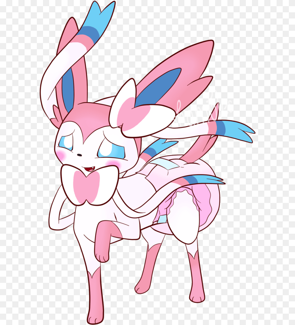 Pokemon Sylveon In Diapers Clipart Sylveon Wearing A Diaper, Book, Comics, Publication, Face Png Image