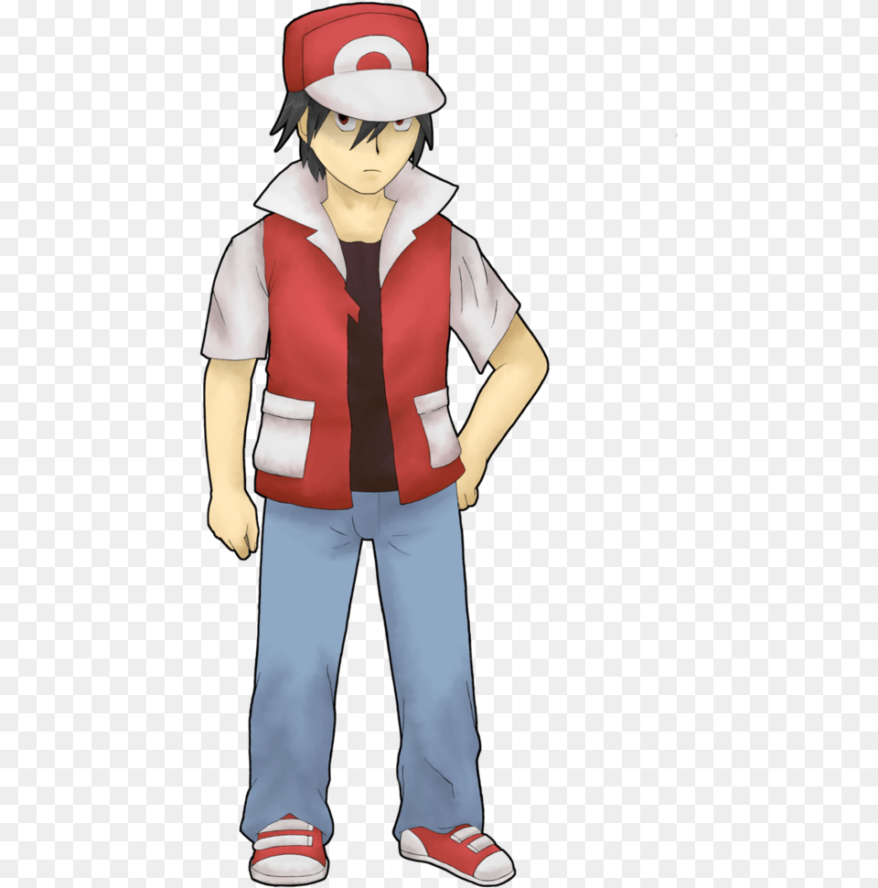 Pokemon Trainer Red 6 Image Pokemon Red Trainers, Clothing, Vest, Adult, Person Free Png Download