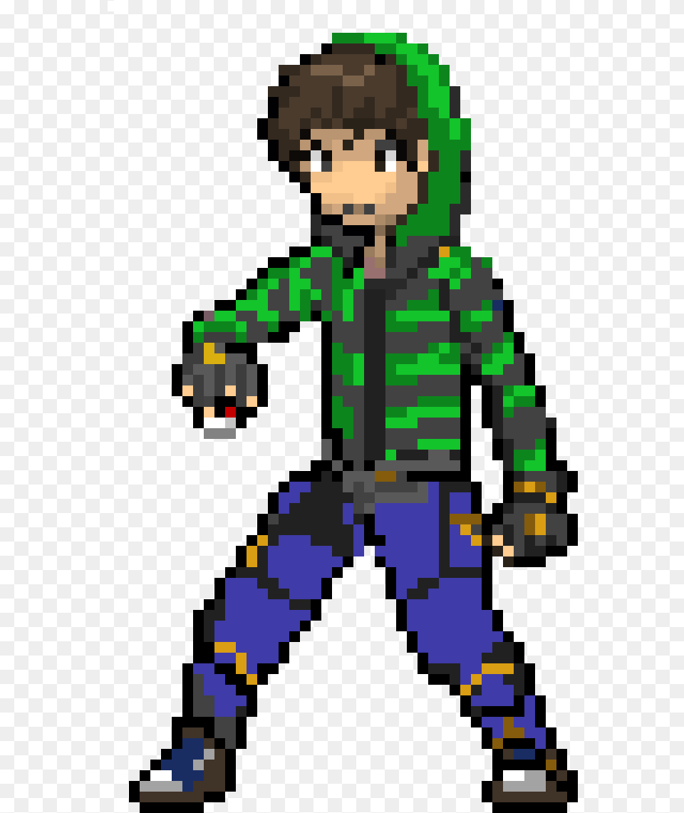 Pokemon Trainer Sprite Luke Pixel Art Maker Pokemon Trainer Pixel Sprites, Clothing, Coat, Pants, Person Png