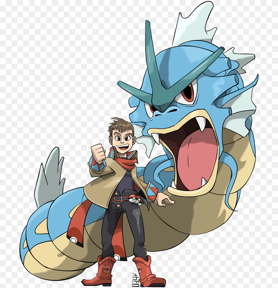 Pokemon Trainer With Gyarados Pokemon Trainer With Gyarados, Book, Publication, Comics, Person Free Transparent Png