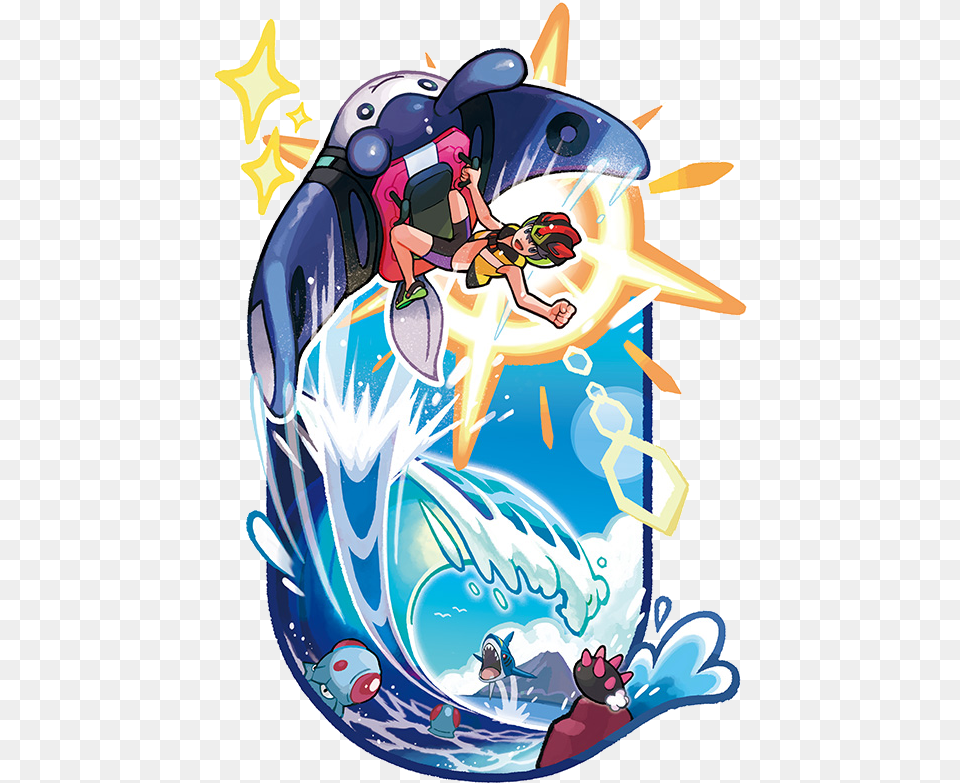 Pokemon Ultra Sun And Moon Mantine Surf, Book, Comics, Publication, Baby Free Transparent Png