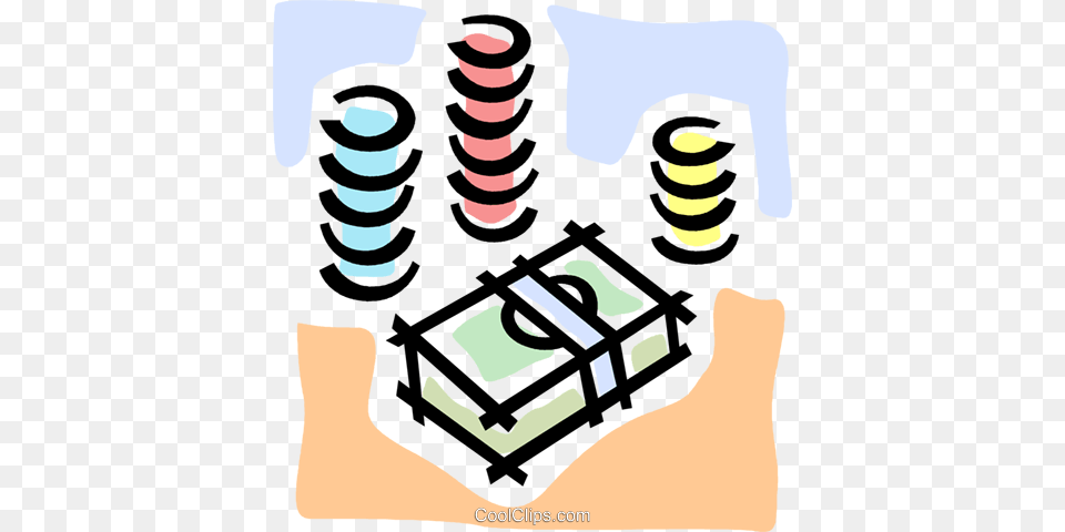 Poker Chips And Cash Royalty Vector Clip Art Illustration, Coil, Spiral Free Png Download