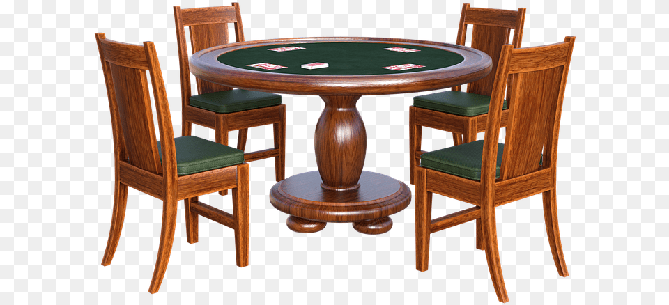 Poker Table 3d Render Cards Play Gambling Casino Poker Table, Chair, Dining Table, Furniture, Architecture Free Transparent Png