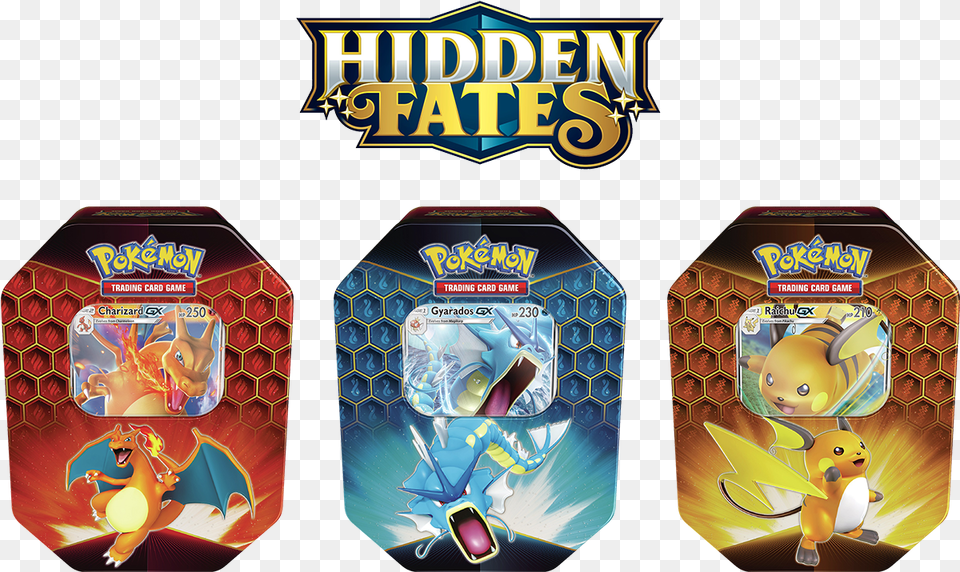 Pokmon Tcg Hidden Fates Tin Charizardgyaradosraichu Pokemon Hidden Fates Tins, Food, Honey, Person, Animal Free Png