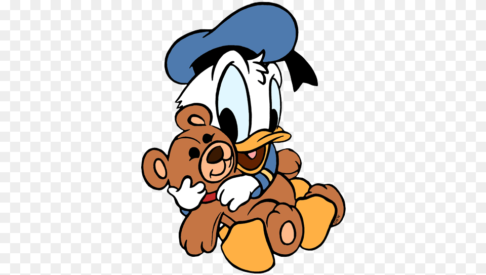 Polar Bear Clipart Disney Baby Donald Duck With Teddy Bear, Clothing, Hat, Cartoon, Animal Free Png Download