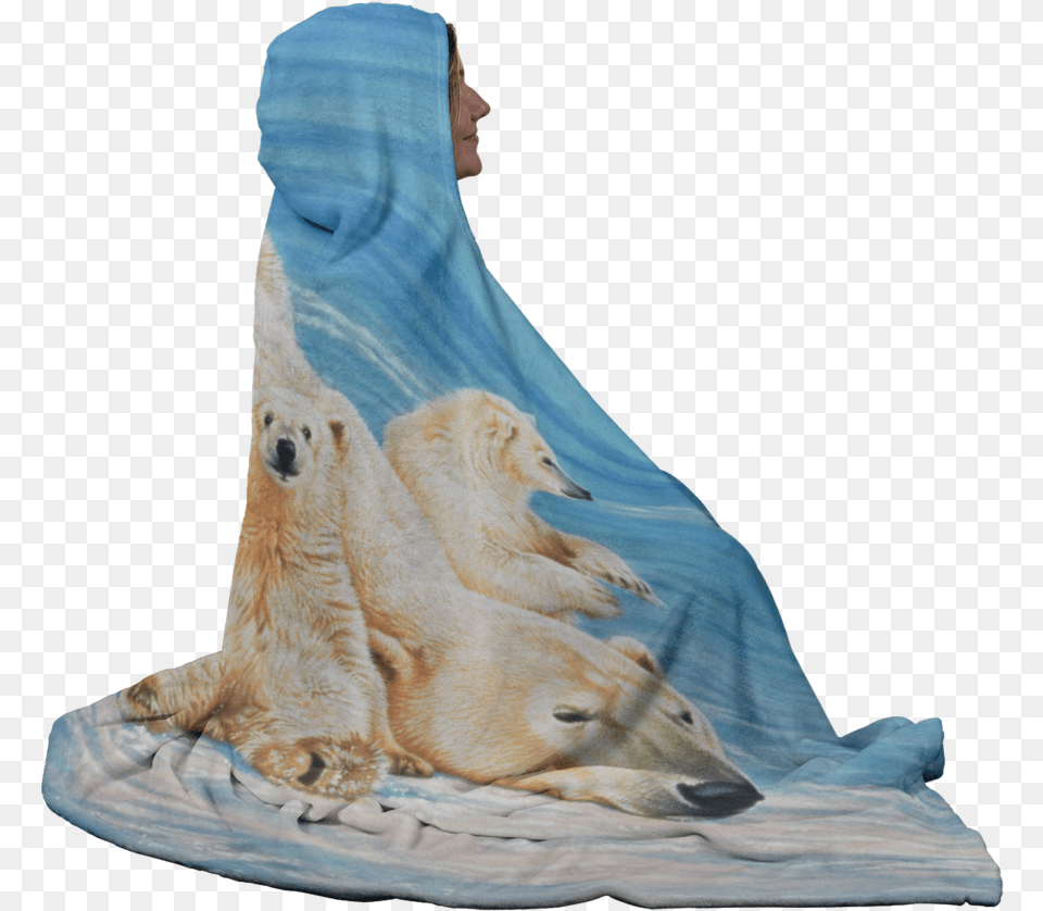 Polar Bear Hooded Blanket Carving, Adult, Wedding, Person, Woman Png Image
