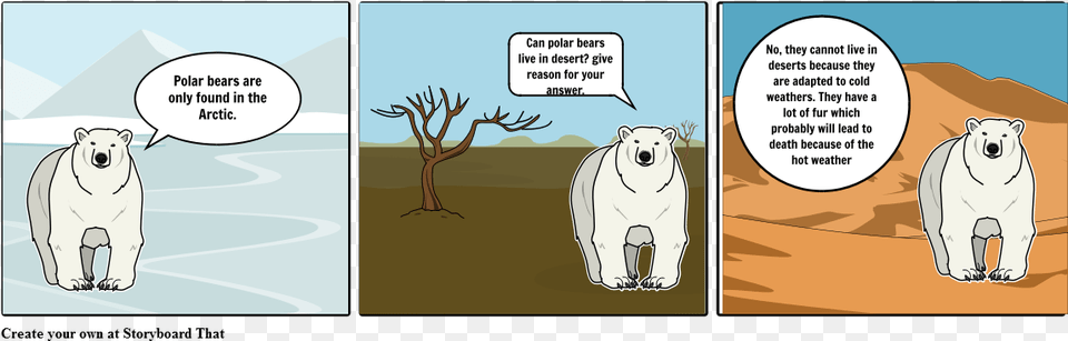 Polar Bear Living In The Desert, Animal, Book, Comics, Mammal Png Image