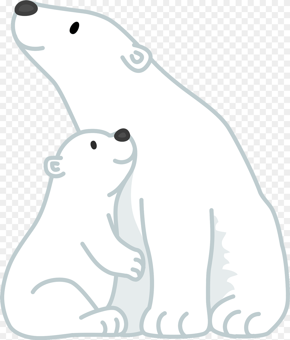 Polar Bear Mother And Baby Clipart, Animal, Wildlife, Mammal, Polar Bear Free Transparent Png