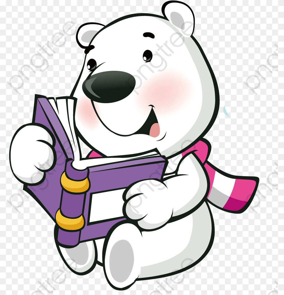 Polar Bear Reading A Book Clipart Polar Bear Reading A Book Clip Art, Animal, Mammal, Wildlife Png Image