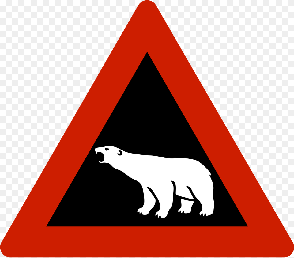 Polar Bear Road Sign, Animal, Mammal, Symbol, Wildlife Free Transparent Png