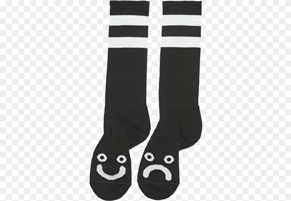 Polar Happy Sad Socks Long Black Preview Polar Skate Co, Clothing, Hosiery, Sock, Person Png
