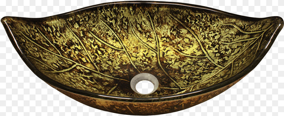Polaris Foil Undertone Leaf Glass Vessel Sink Green, Bronze, Sink Faucet, Bowl Png Image