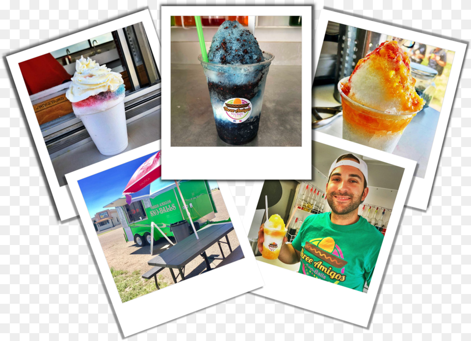 Polaroid 3 Snow Cone, Art, Collage, Cream, Dessert Png