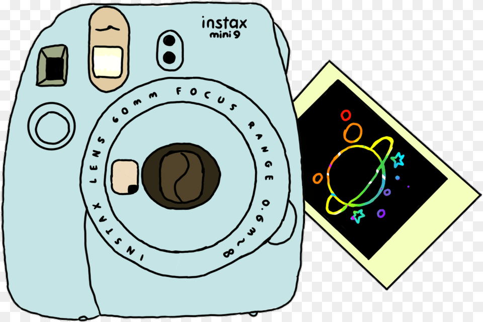 Polaroid Camera And Galaxy Self Drawn Sticker, Digital Camera, Electronics Png Image