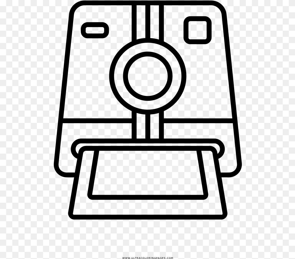 Polaroid Camera Coloring Page, Gray Png Image