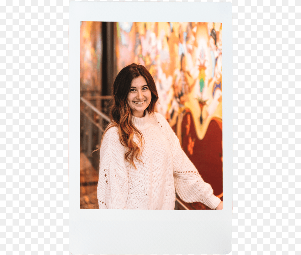 Polaroid Girl, Adult, Sweater, Smile, Person Free Transparent Png