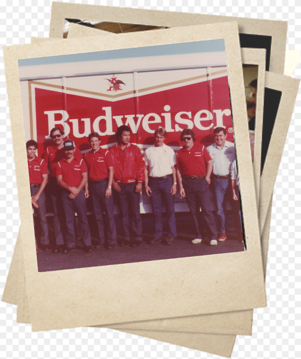 Polaroid Of Heimark Employees And Budweiser Vintage Polaroid Image, Advertisement, Poster, Person, People Free Png