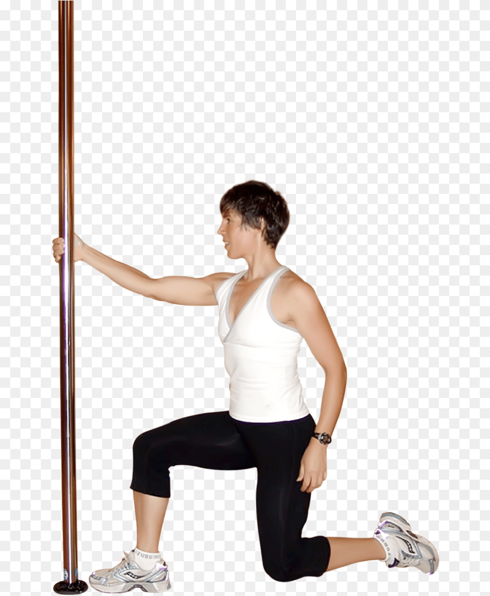 Pole Dancing Image Lunge Holding Pole Pole, Sneaker, Shoe, Stretch, Person Free Transparent Png