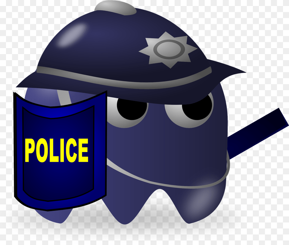 Police Baddie Pacman Pac Man Cartoon Pac Man Ghost Police, Crash Helmet, Helmet, Clothing, Hardhat Png Image