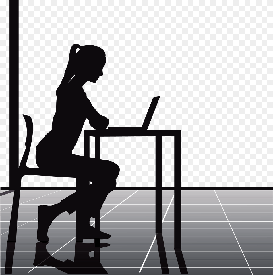 Police Clipart Office Building Person Sitting At Desk, Silhouette, Clothing, Footwear, Shoe Png Image