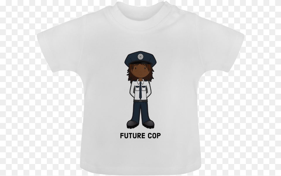 Police Officer Girl Law Enforcement Baby Classic T Shirt Cartoon, Clothing, T-shirt, Person, Face Png Image