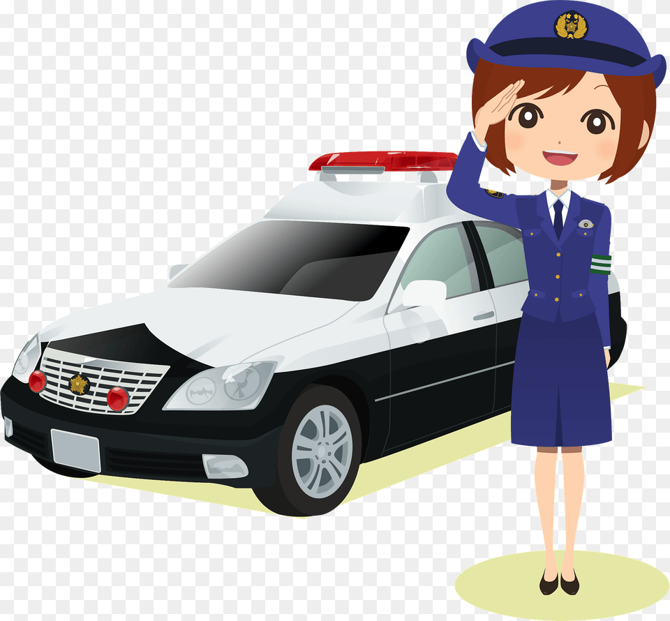 Police Officer In Front Of Police Car Clipart, Person, Accessories, Tie, Formal Wear Png Image