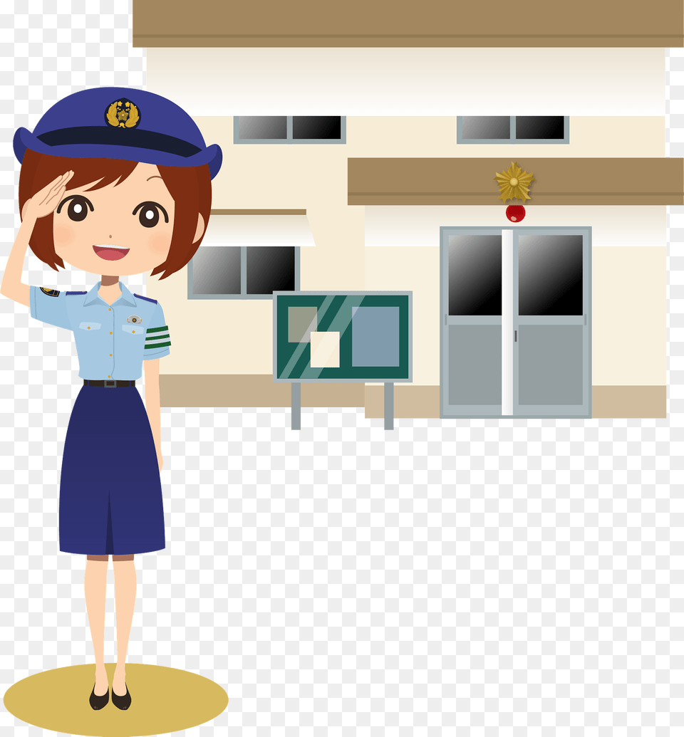 Police Officer In Front Of Police Station Clipart, Person, Captain, Face, Head Free Png Download