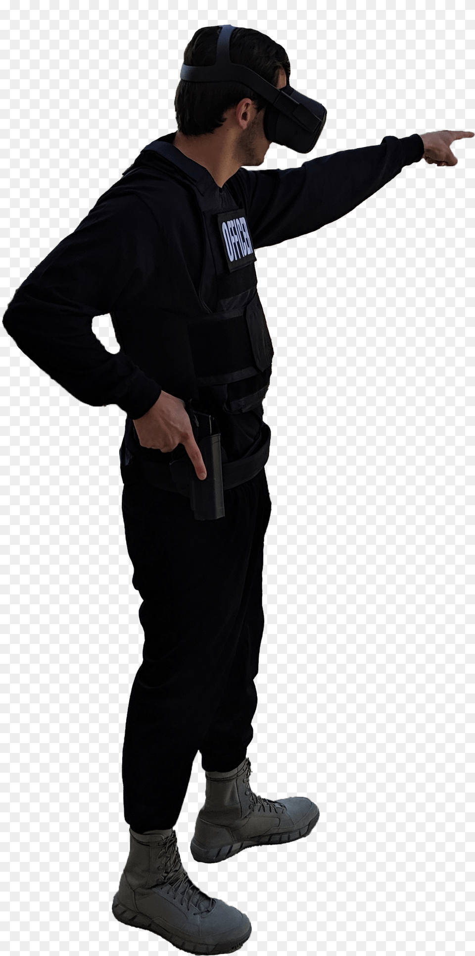 Police Officer Training In Virtual Reality Standing, Weapon, Handgun, Gun, Firearm Free Png Download