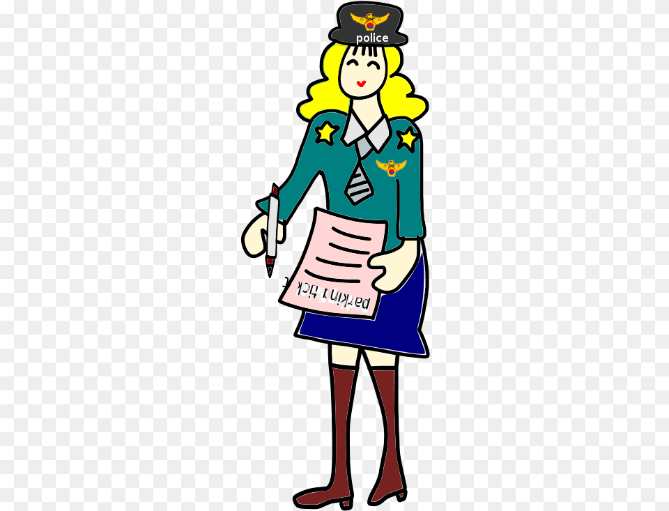 Police Officer Woman With A Parking Ticket Police Clipart Book, Comics, Person, Publication Free Transparent Png