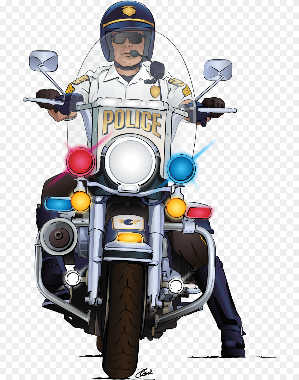 Police On Motorcycle Clip Art, Transportation, Vehicle, E-scooter, Helmet Png Image