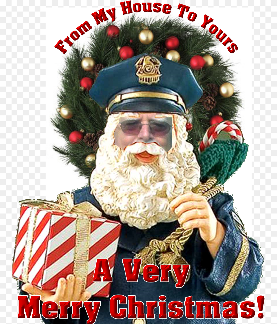 Police Santa Claus Figurine, Adult, Male, Man, Person Free Png Download