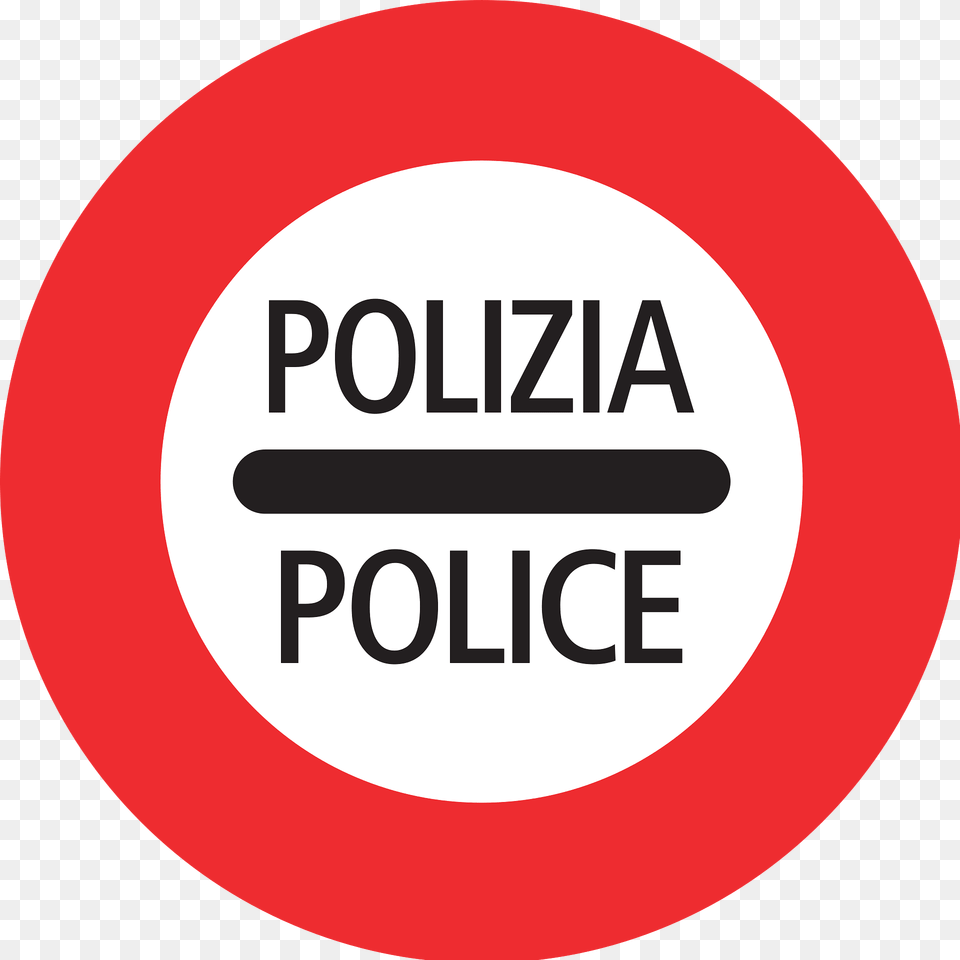 Police Sign In Switzerland Clipart, Symbol, Road Sign, Disk Png