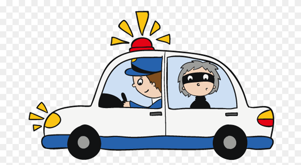 Police Siren Cartoon Police With Police Car Clipart, Baby, Person, Transportation, Vehicle Free Png Download